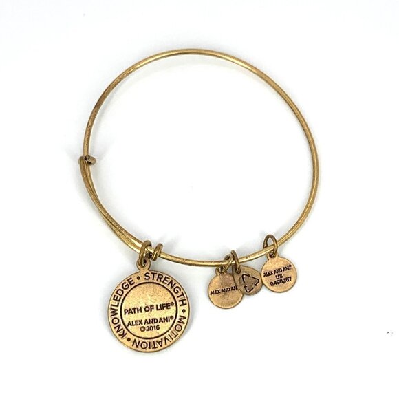 Alex and Ani Path of Life Charm Bracelet Gold Finish - Expands 2"- 3.5" - Picture 2 of 2